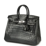 Pre-owned Hermes Birkin 25 Plomb Matte Niloticus Crocodile Palladium Hardware - Thumbnail View 5
