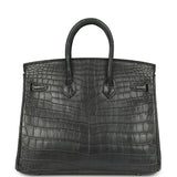 Pre-owned Hermes Birkin 25 Plomb Matte Niloticus Crocodile Palladium Hardware - Thumbnail View 4