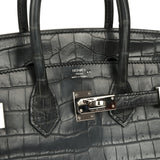 Pre-owned Hermes Birkin 25 Plomb Matte Niloticus Crocodile Palladium Hardware - Thumbnail View 7