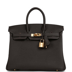 Hermes Birkin 25 Bai Brun Togo Gold Hardware