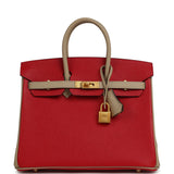 Pre-owned Hermes Special Order (HSS) Birkin 25 Rouge Casaque, Trench Epsom Gold Hardware - Thumbnail View 1