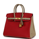 Pre-owned Hermes Special Order (HSS) Birkin 25 Rouge Casaque, Trench Epsom Gold Hardware - Thumbnail View 5