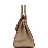 Pre-owned Hermes Special Order (HSS) Birkin 25 Rouge Casaque, Trench Epsom Gold Hardware - Thumbnail View 3