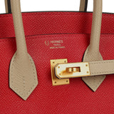 Pre-owned Hermes Special Order (HSS) Birkin 25 Rouge Casaque, Trench Epsom Gold Hardware - Thumbnail View 7