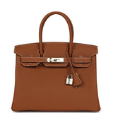 Hermes Birkin 30 Gold Togo Palladium Hardware - Thumbnail View 1