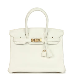 Hermès Birkin 30 White Clemence Gold Hardware