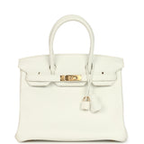 Hermès Birkin 30 White Clemence Gold Hardware - Thumbnail View 1
