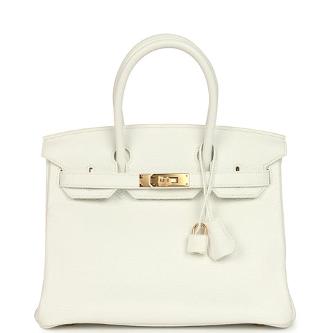 Hermès Birkin 30 White Clemence Gold Hardware