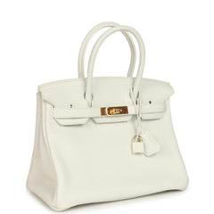 Hermès Birkin 30 White Clemence Gold Hardware