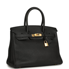 Pre-owned Hermes Birkin 30 Black Togo Gold Hardware