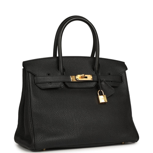 Pre-owned Hermes Birkin 30 Black Togo Gold Hardware