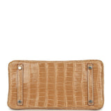 Vintage Hermes Birkin 30 Ficelle Shiny Porosus Crocodile Palladium Hardware - Thumbnail View 6