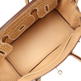 Vintage Hermes Birkin 30 Ficelle Shiny Porosus Crocodile Palladium Hardware - Thumbnail View 8