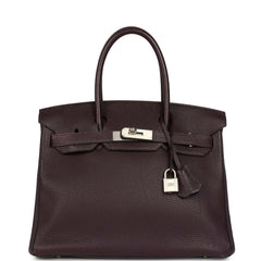 Pre-owned Hermes Special Order (HSS) Birkin 30 Raisin, Bleu Indigo Togo Brushed Palladium Hardware