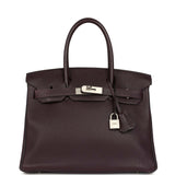 Pre-owned Hermes Special Order (HSS) Birkin 30 Raisin, Bleu Indigo Togo Brushed Palladium Hardware - Thumbnail View 1
