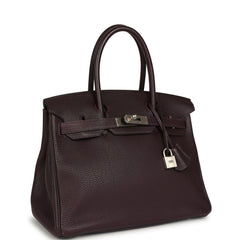Pre-owned Hermes Special Order (HSS) Birkin 30 Raisin, Bleu Indigo Togo Brushed Palladium Hardware