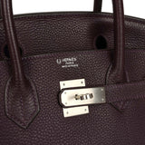 Pre-owned Hermes Special Order (HSS) Birkin 30 Raisin, Bleu Indigo Togo Brushed Palladium Hardware - Thumbnail View 7