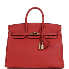 Pre-owned Hermes Birkin 25 Rouge Pivone Togo Gold Hardware