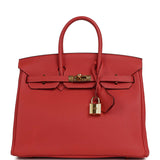 Pre-owned Hermes Birkin 25 Rouge Pivone Togo Gold Hardware - Thumbnail View 1