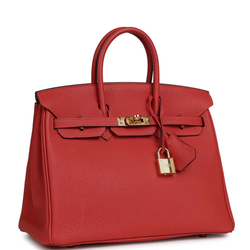 Pre-owned Hermes Birkin 25 Rouge Pivone Togo Gold Hardware