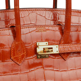 Vintage Hermes Birkin 25 Pain D'Epice Shiny Niloticus Crocodile Gold Hardware - Thumbnail View 7