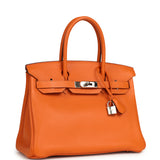 Pre-owned Hermes Birkin 30 Orange Clemence Palladium Hardware - Thumbnail View 2