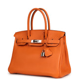 Pre-owned Hermes Birkin 30 Orange Clemence Palladium Hardware - Thumbnail View 5