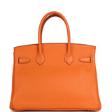 Pre-owned Hermes Birkin 30 Orange Clemence Palladium Hardware - Thumbnail View 3