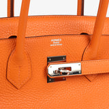 Pre-owned Hermes Birkin 30 Orange Clemence Palladium Hardware - Thumbnail View 7