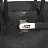 Hermes Special Order (HSS) Birkin 30 Black Verso Epsom Palladium Hardware - Thumbnail View 7