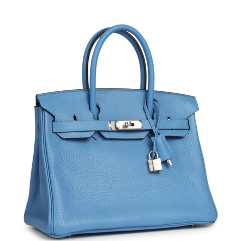 Hermes Birkin 30 Bleu Paradise Clemence Palladium Hardware