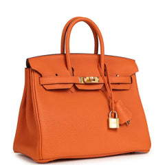 Hermes Birkin 25 Orange Togo Gold Hardware