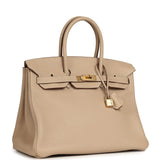Pre-owned Hermes Birkin 35 Gris Tourterelle Clemence Gold Hardware - Thumbnail View 2