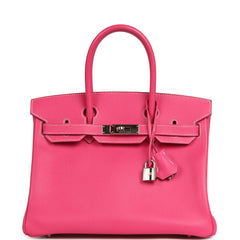 Pre-owned Hermes Candy Birkin 30 Rose Tyrien Epsom Palladium Hardware