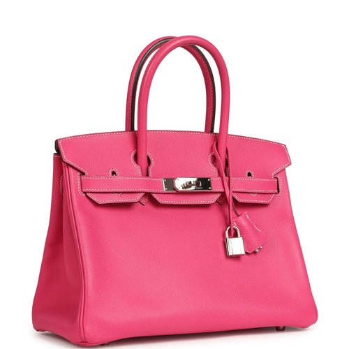 Pre-owned Hermes Candy Birkin 30 Rose Tyrien Epsom Palladium Hardware