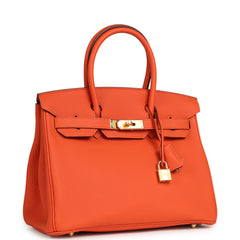 Hermes Birkin 30 Feu Togo Gold Hardware