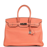 Pre-owned Hermes Birkin 35 Crevette Clemence Palladium Hardware - Thumbnail View 1