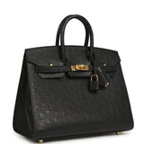 Hermes Birkin Sellier 25 Black Ostrich Gold Hardware - Thumbnail View 2