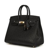 Hermes Birkin Sellier 25 Black Ostrich Gold Hardware - Thumbnail View 5