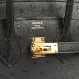 Hermes Birkin Sellier 25 Black Ostrich Gold Hardware - Thumbnail View 7