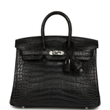 Hermes Birkin 25 Black Matte Alligator Palladium Hardware - Thumbnail View 1