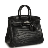 Hermes Birkin 25 Black Matte Alligator Palladium Hardware - Thumbnail View 2