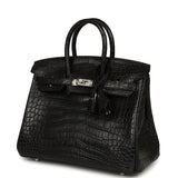 Hermes Birkin 25 Black Matte Alligator Palladium Hardware - Thumbnail View 5