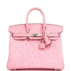 Hermes Birkin 25 Bubblegum Ostrich Boreal Palladium Hardware