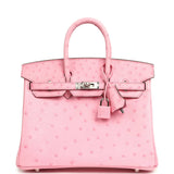 Hermes Birkin 25 Bubblegum Ostrich Boreal Palladium Hardware - Thumbnail View 1