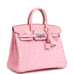 Hermes Birkin 25 Bubblegum Ostrich Boreal Palladium Hardware
