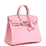 Hermes Birkin 25 Bubblegum Ostrich Boreal Palladium Hardware - Thumbnail View 2