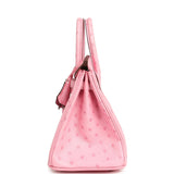 Hermes Birkin 25 Bubblegum Ostrich Boreal Palladium Hardware - Thumbnail View 3