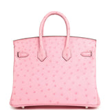 Hermes Birkin 25 Bubblegum Ostrich Boreal Palladium Hardware - Thumbnail View 4