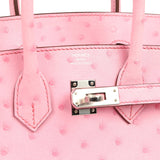 Hermes Birkin 25 Bubblegum Ostrich Boreal Palladium Hardware - Thumbnail View 7